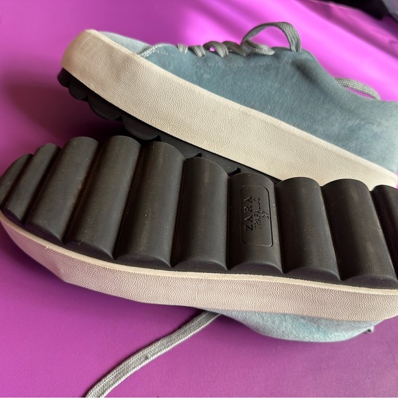 Zara Trafaluc Platforms | Blue Vegan Suede US size 7 - Picture 2 of 9